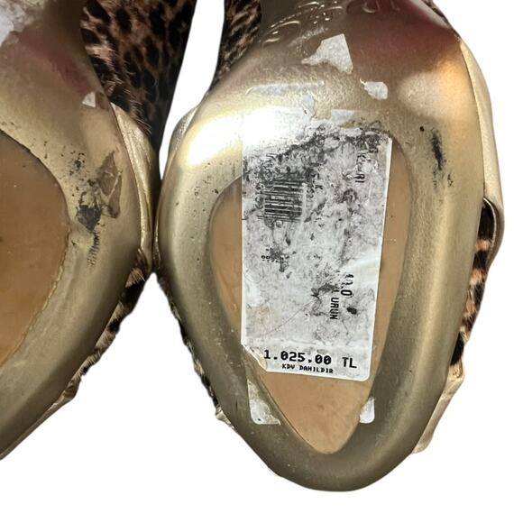 Dolce & Gabbana Women’s Vintage Peep Toe Gold Bow Leopard Print Pump Heels Sz 40 - Picture 10 of 13